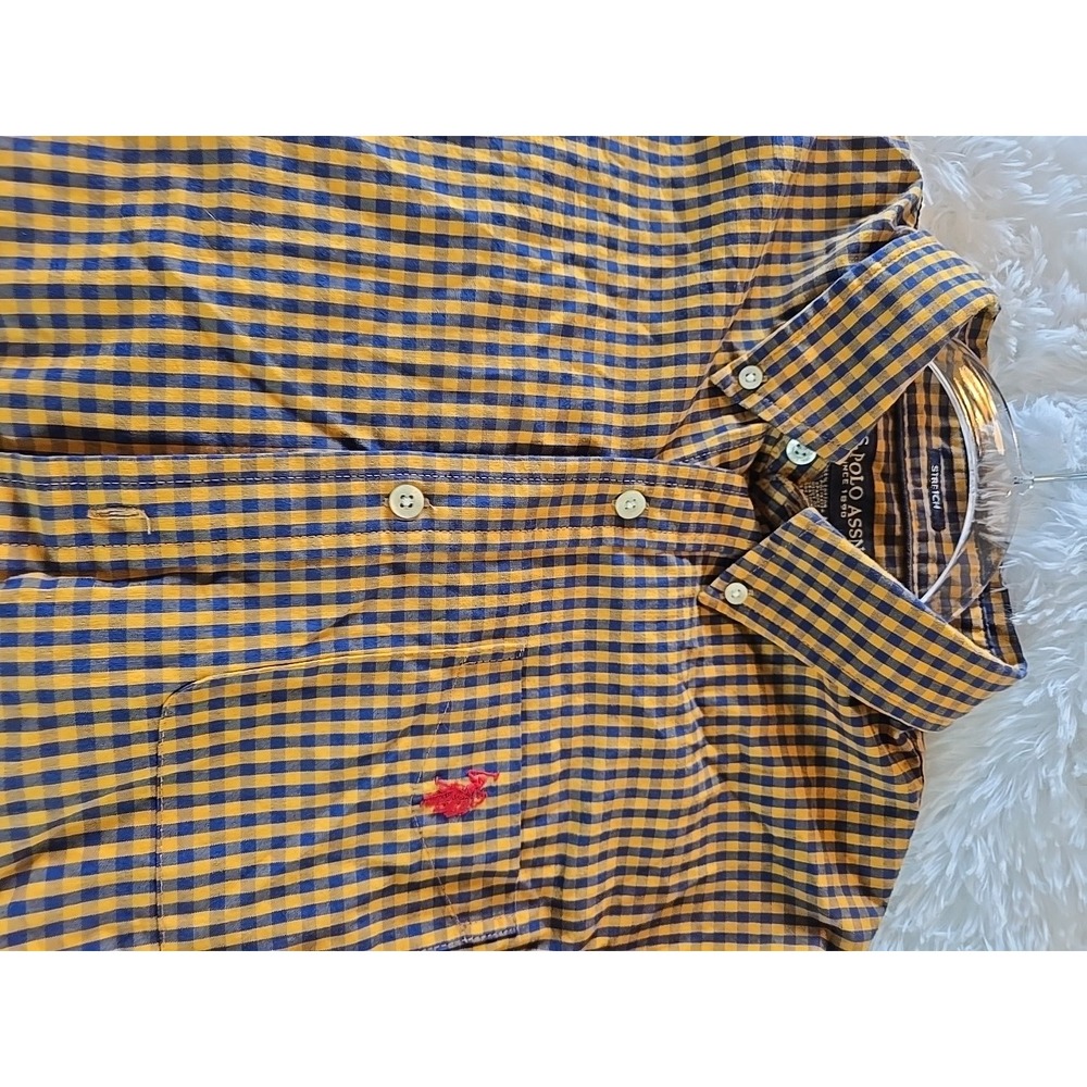 U.S. Polo Assn Shirt Men's Large Plaid Button-Down Long Sleeve Collared Cotton